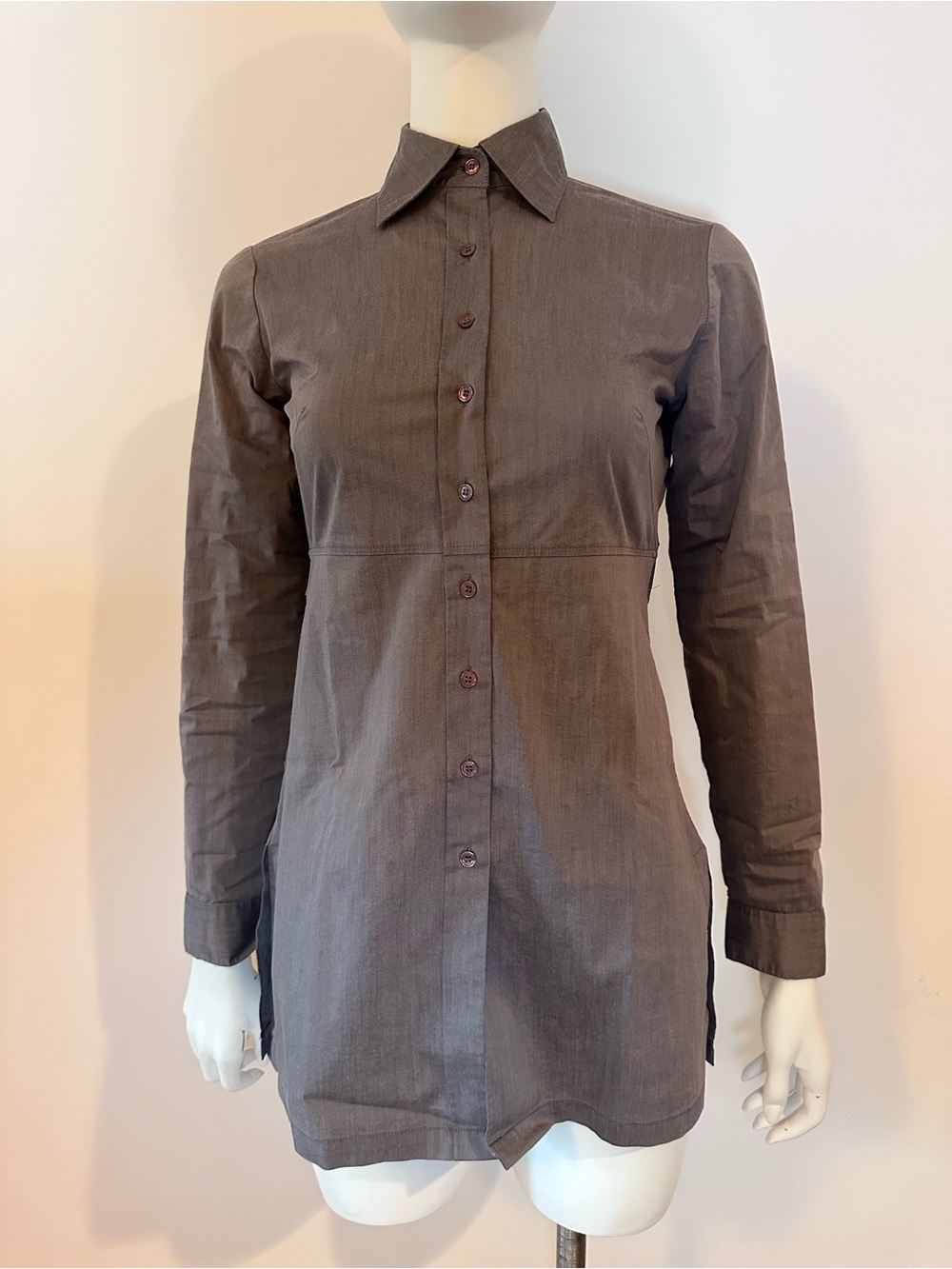 New York & Company button down long sleeve shirt Sz XS Cotton Blend-Gray